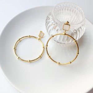 14K Gold Plated Brass White Moonstone Earrings